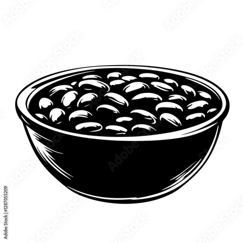 bowl of beans vector illustration