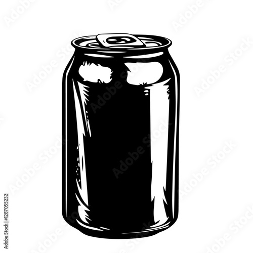 vector illustration of an aluminum soda can, black and white beverage container design