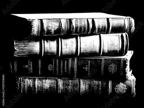 Vintage Books Stacked - Timeless Knowledge