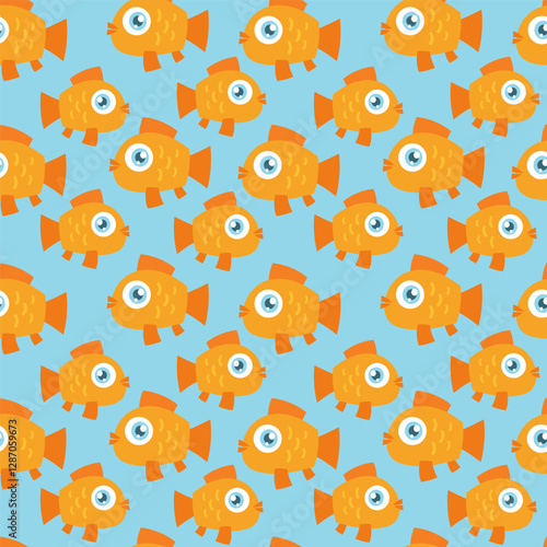 cute goldfish cartoon seamless pattern. VEctor illustration