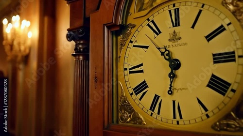 Wallpaper Mural Old Wooden Clock Striking the Hour in a Grand, Elegant Room Filled With Vintage Decor Torontodigital.ca