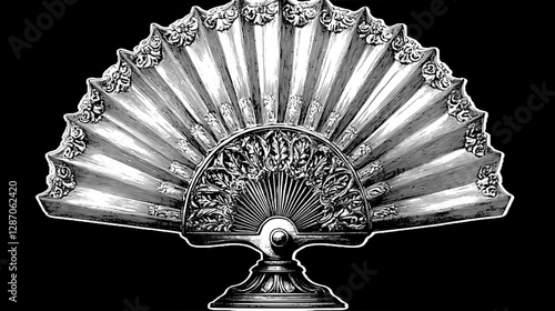Ornate Silver Fan Stand - Vintage Design