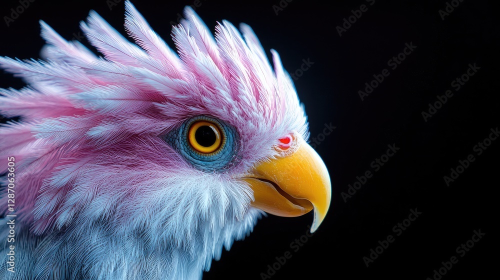 Pink Cockatoo Profile, Dark Background, Wildlife Portrait, Nature Photography Pink Cockatoo Profile, Dark Background, Wildlife Portrait, Nature Photography