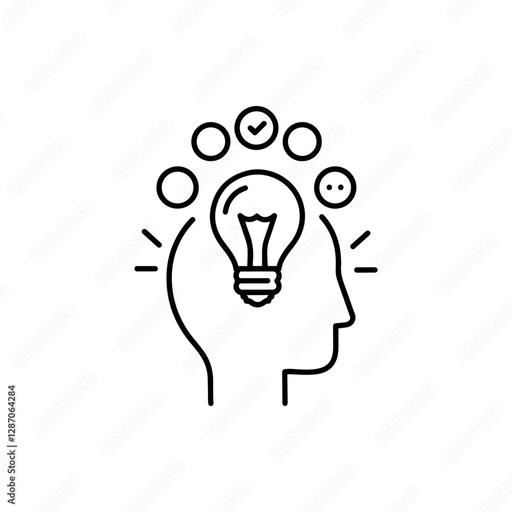 Thin Line Brainstorming Icon - Minimalist Teamwork and Idea Generation Symbol for Business Thin Line Brainstorming Icon - Minimalist Teamwork and Idea Generation Symbol for Business