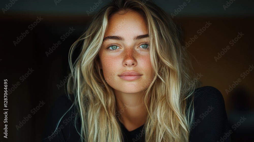 The image captures the natural beauty of a young girl with bright, expressive blue eyes, bringing a sense of warmth and genuine emotion to the captivating portrait. The image captures the natural beauty of a young girl with bright, expressive blue eyes, bringing a sense of warmth and genuine emotion to the captivating portrait.