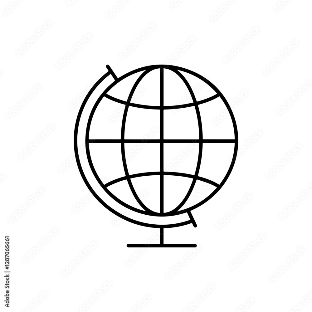 Minimalist Thin Line Globe Icon Representing Global Connectivity, International Business, and Worldwide Communication Minimalist Thin Line Globe Icon Representing Global Connectivity, International Business, and Worldwide Communication