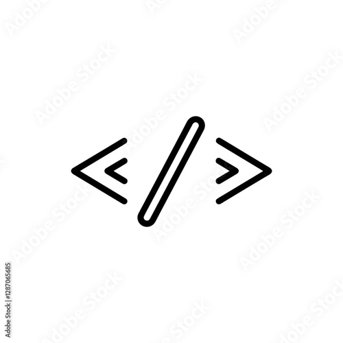 Thin Line Git Merge Icon for Code Collaboration, Software Development, and Version Control in Git Repositories