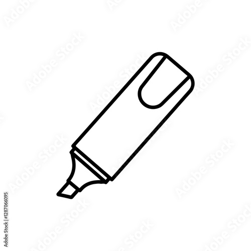 Thin Line Highlighter Icon - Stationery Tool for Marking and Emphasizing Text