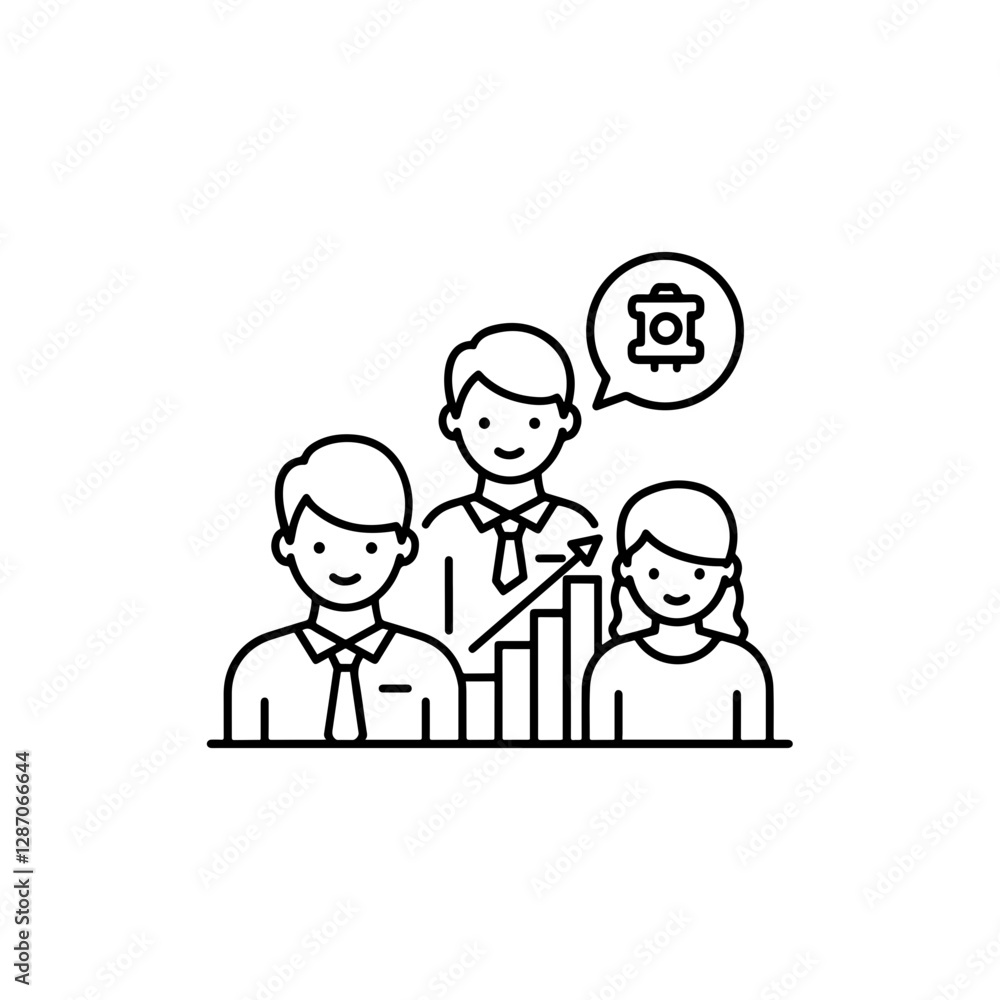 HR Hiring Trends Icon - Minimal Flat Thin Line Symbol for Job Market and Workforce Recruitment HR Hiring Trends Icon - Minimal Flat Thin Line Symbol for Job Market and Workforce Recruitment