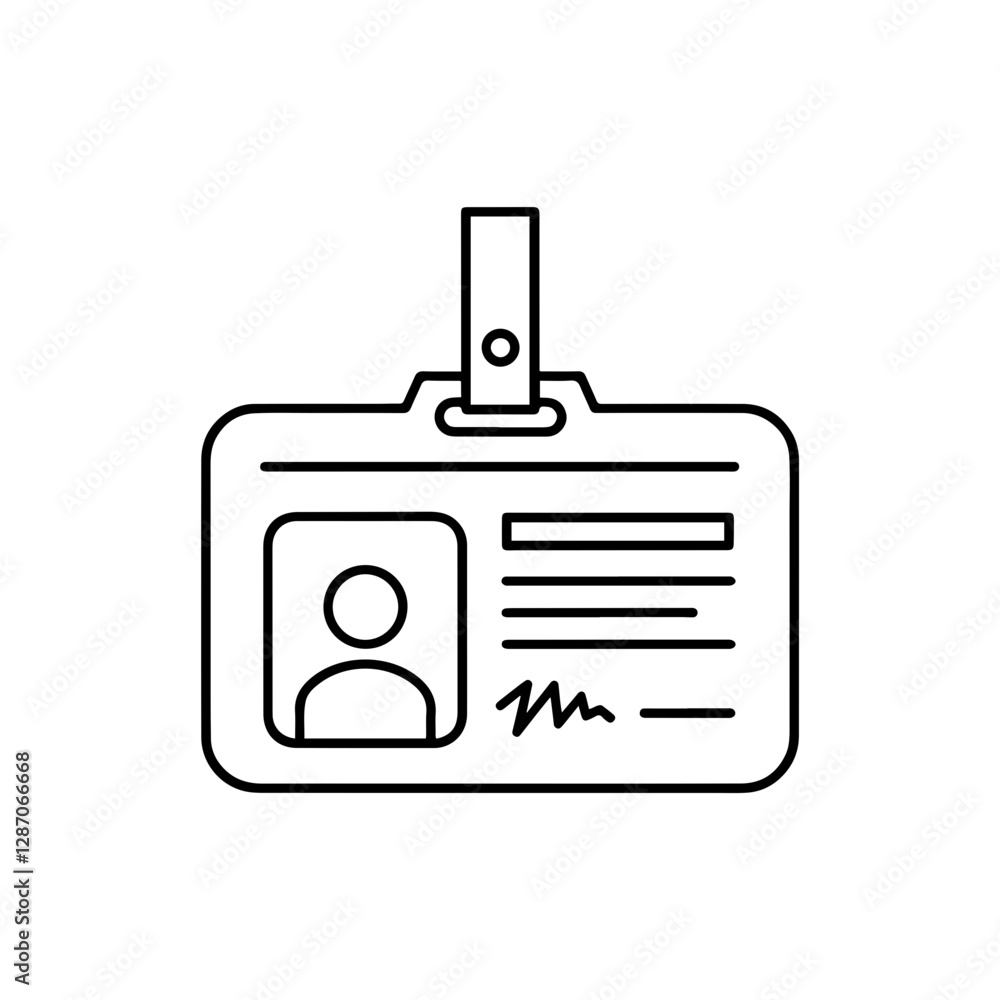 Thin Line ID Badge Icon - Minimalist Identification Card Symbol for Security and Access Control Thin Line ID Badge Icon - Minimalist Identification Card Symbol for Security and Access Control