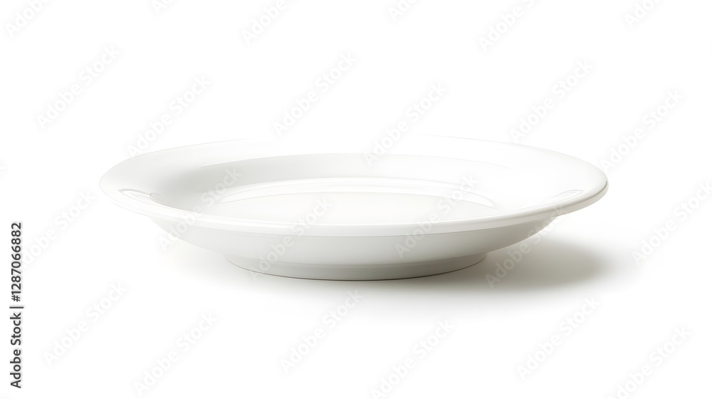 A White Ceramic Plate Isolated with a Clean and Simple Design A White Ceramic Plate Isolated with a Clean and Simple Design