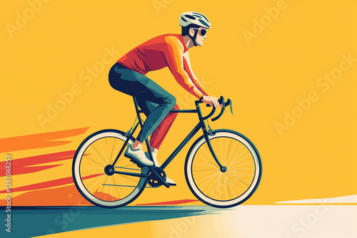 Wallpaper Mural cyclist on a bicycle Illustration photo with yellow background Torontodigital.ca