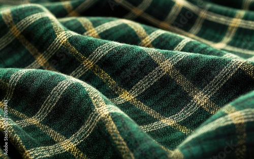 Classic plaid tartan fabric in deep Irish green tones for Saint Patricks Day