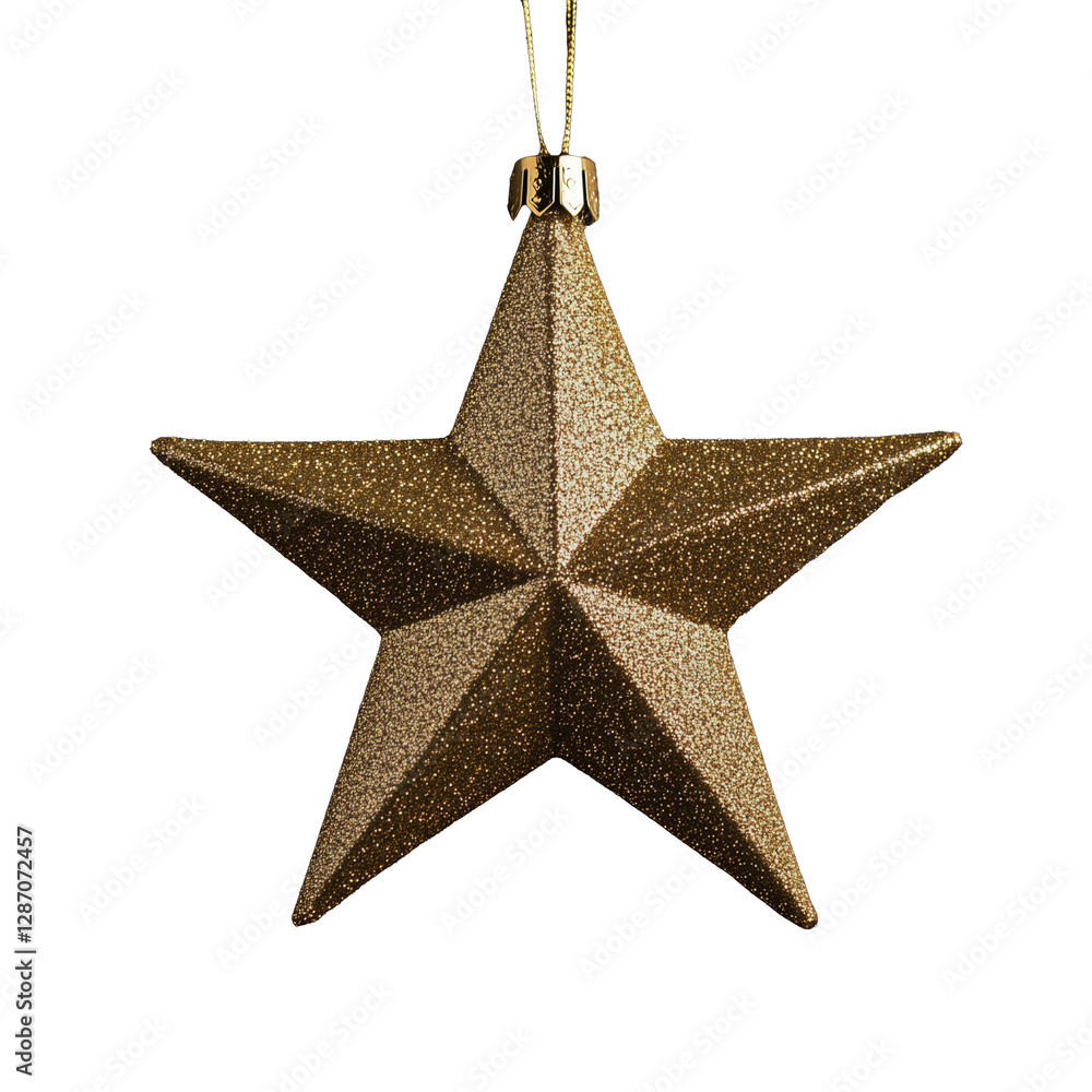 Sparkling golden star ornament with glitter on a transparent background Sparkling golden star ornament with glitter on a transparent background
