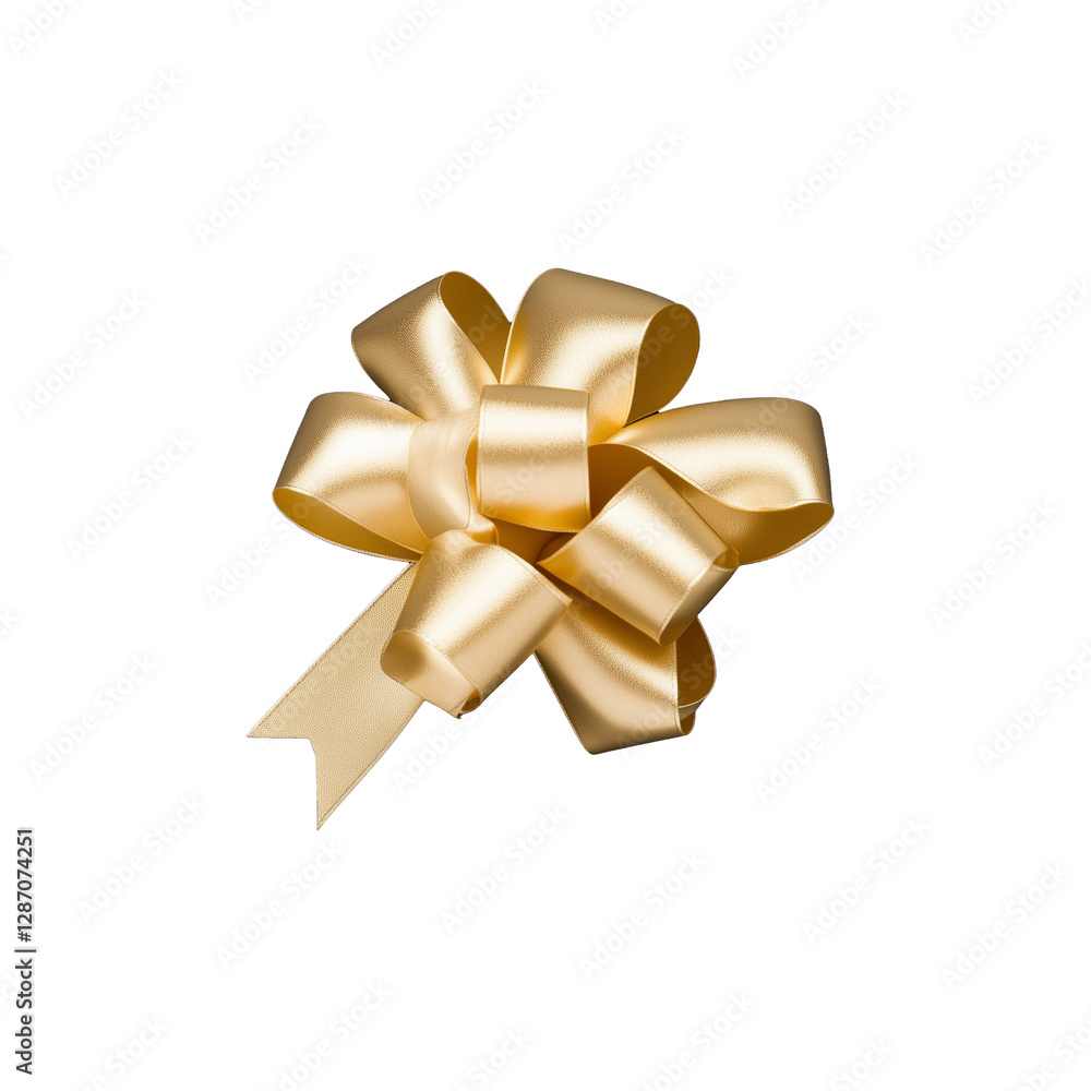 Elegant gold ribbon bow on a transparent background for festive decoration Elegant gold ribbon bow on a transparent background for festive decoration