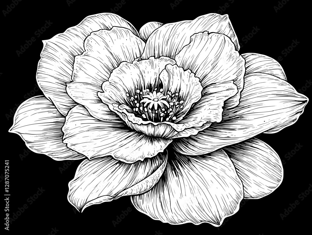Stunning Black and White Floral Illustration Stunning Black and White Floral Illustration