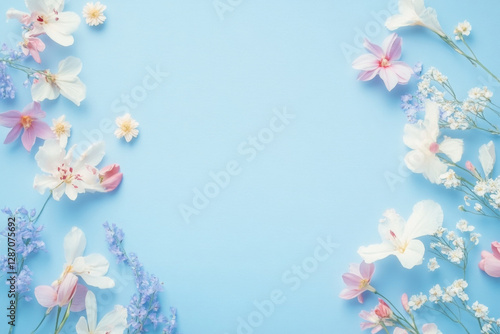 spring flowers on paper background 
