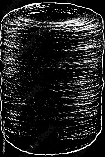 Close-up of a spool of black twine