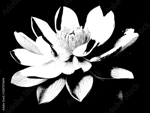 Elegant Black and White Lotus Flower