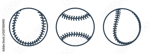 Set of Baseball ball. Outline sport ball baseball. Sport game equipment. Vector illustration