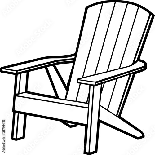 Adirondack Chair Vector Illustration – Clipart, Cartoons & Line Art Design, Adirondack chair vector illustration in clipart, cartoon, and line art styles, perfect for digital use.