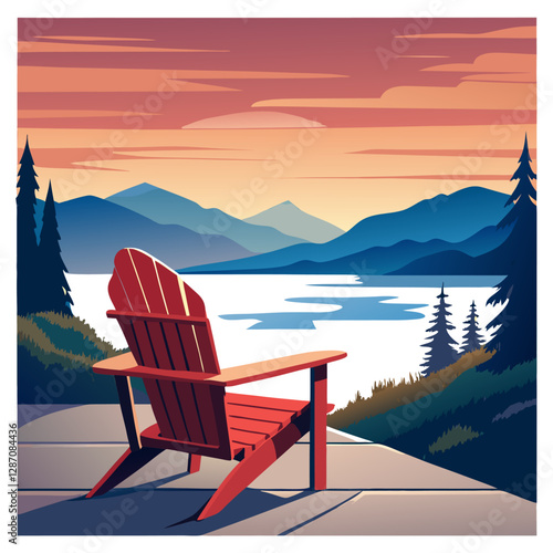 Adirondack Chair Vector Illustration – Clipart, Cartoons & Line Art Design, Adirondack chair vector illustration in clipart, cartoon, and line art styles, perfect for digital use.