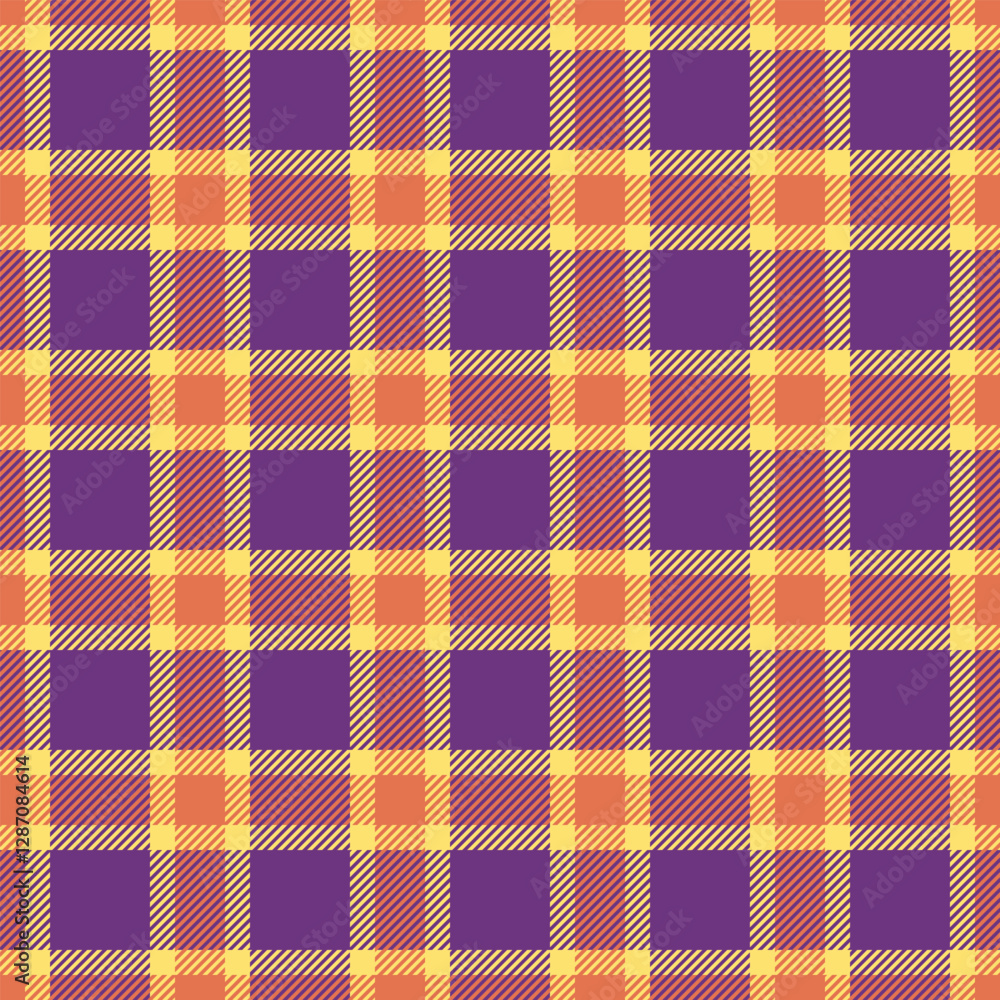 Vibrant purple, orange, and yellow plaid pattern. Perfect for textile design, fallthemed projects, or adding a touch of autumnal style to any project. Vibrant purple, orange, and yellow plaid pattern. Perfect for textile design, fallthemed projects, or adding a touch of autumnal style to any project.