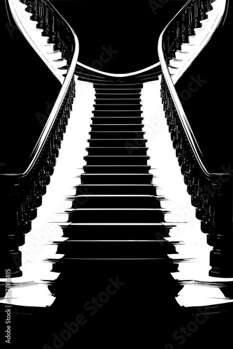 Dramatic Black and White Staircase Design