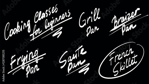 Charcoal Cooking Lettering on Blackboard Vector Illustration