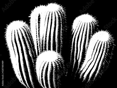 Monochrome Desert Cactus Cluster