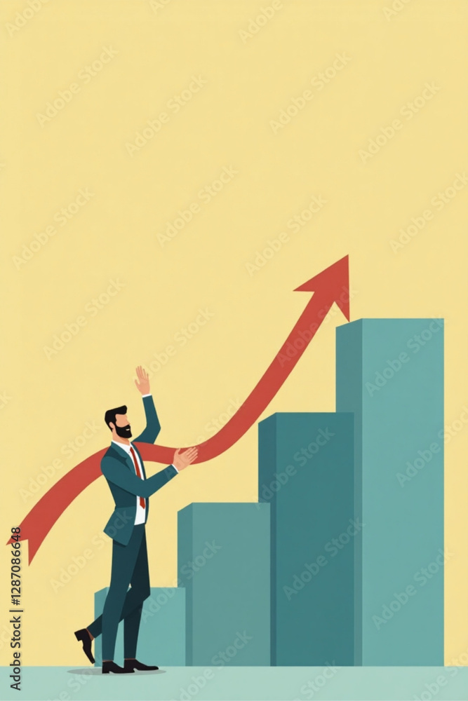 Businessman Creating Positive Growth Graph for Business Development Businessman Creating Positive Growth Graph for Business Development