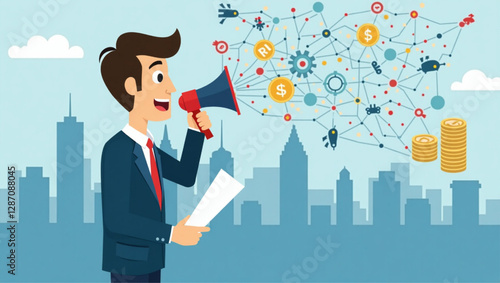 Businessman Exploring Emerging Trends and Market Opportunities for Business Growth in 2023