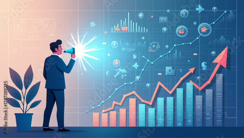 Businessman Exploring Emerging Trends and Market Opportunities for Business Growth in 2023