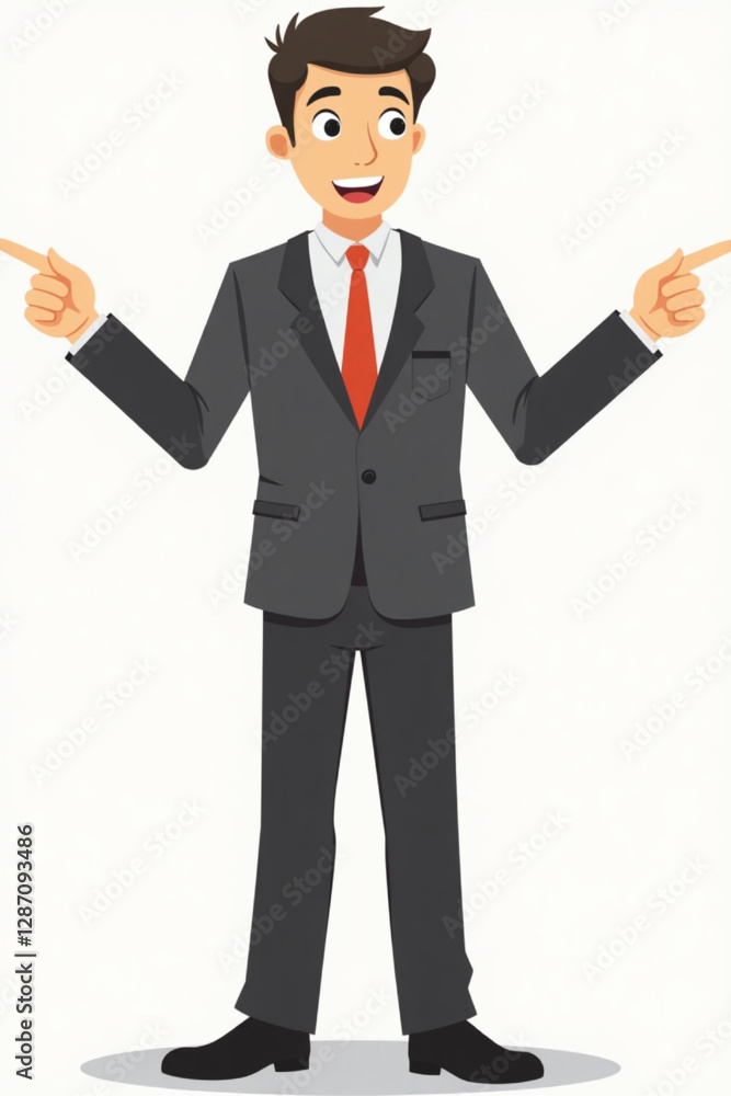 Businessman Making a Choice with Pointing Hands in Different Directions Businessman Making a Choice with Pointing Hands in Different Directions