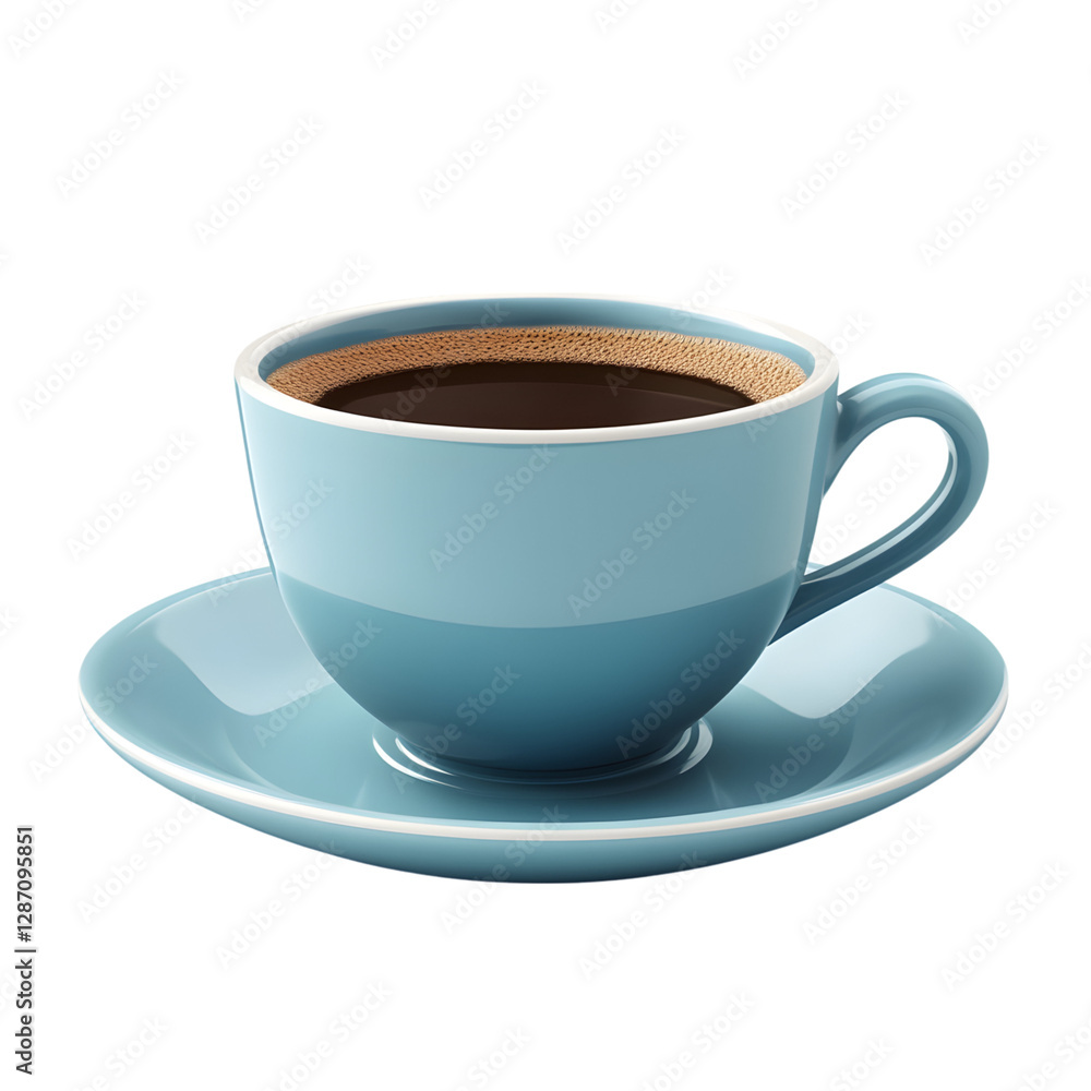 A Fluffy 3D Cartoon Coffee Cup with Glowing Steam and Cup of Coffee on Saucer Isolated on Transparent Background A Fluffy 3D Cartoon Coffee Cup with Glowing Steam and Cup of Coffee on Saucer Isolated on Transparent Background