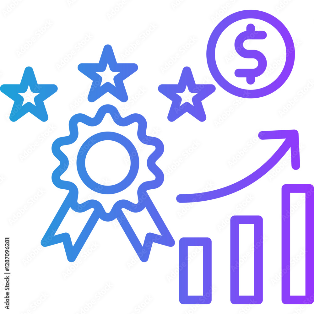 Brand Equity line gradient icon Brand Equity line gradient icon