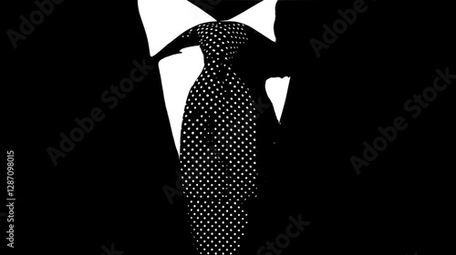 Stylish Black Suit and Tie with White Dots