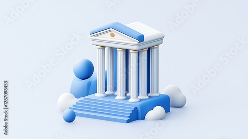 3D Render of a Classical Temple, Modern Abstract Setting AI Generated