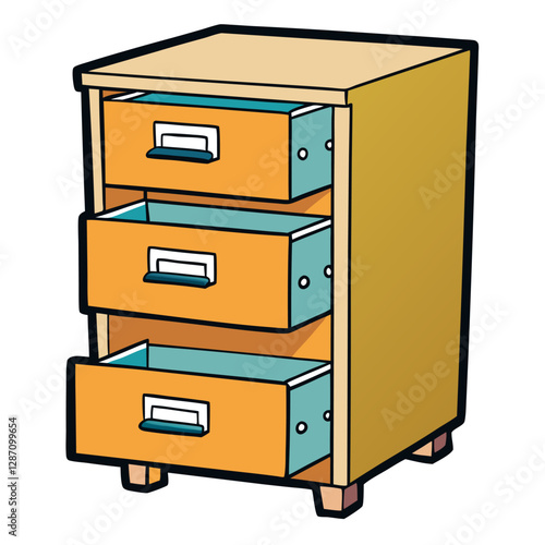 Furniture Filing Cabinet Vector Illustration – Clipart, Line Art & Cartoon Design, Filing cabinet vector clipart – cartoon, line art, and detailed illustration for office or home use.