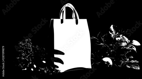 Fresh Produce in a White Shopping Bag