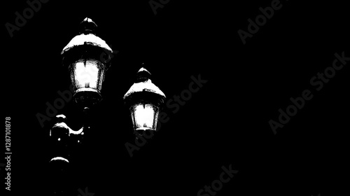 Winter Night Street Lamps