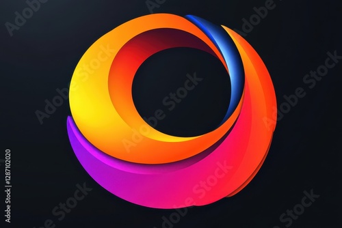 Abstract circular gradient ring spiral design