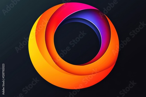 Abstract circular gradient ring spiral design