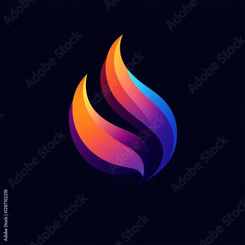 Abstract colorful flame shape on dark background