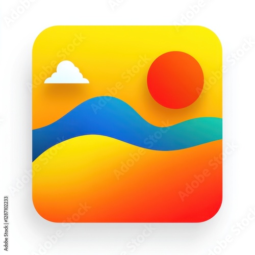 Colorful gradient landscape app icon illustration