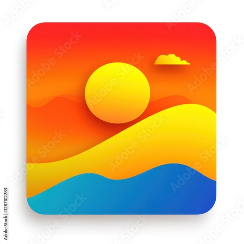 Colorful gradient landscape app icon illustration