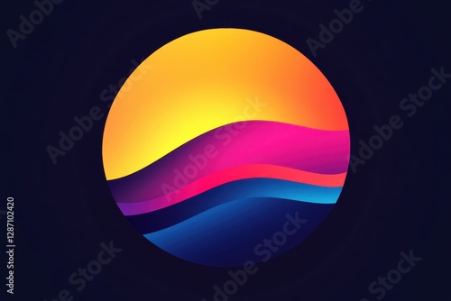 Sunset gradient wave circle abstract background