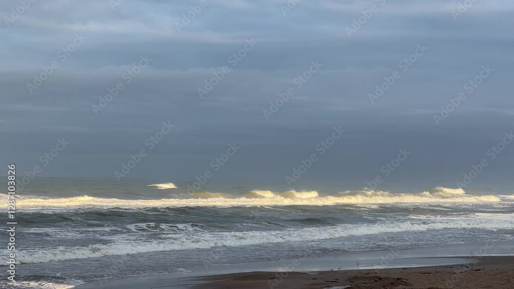 Majestic Morning Waves Illuminated by Soft Sunlight Majestic Morning Waves Illuminated by Soft Sunlight