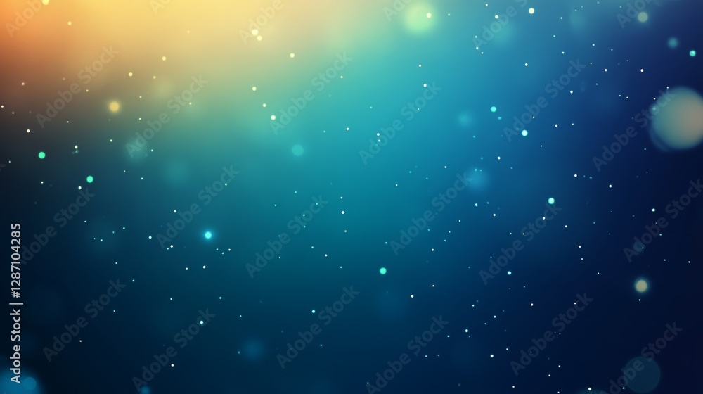 Obraz premium Abstract blue and yellow gradient background with glowing particles floating