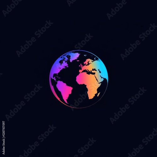 Colorful globe icon with continent outlines	